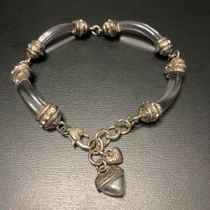 Brighton Retired Lucite Heart Silver Tone and Crystal Bracelet